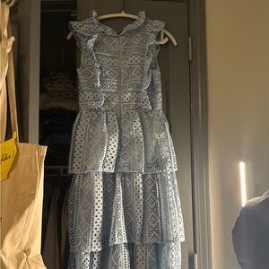 Endless Rose Sky Blue Lace Tiered Maxi Dress